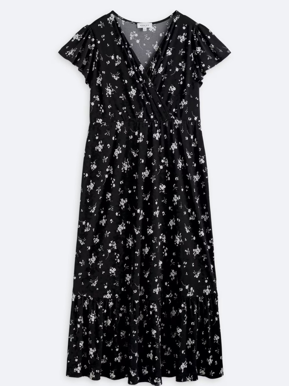 NWT Gilli Giselle Black Floral Maxi Wrap Dress.  Women’s size 2X.